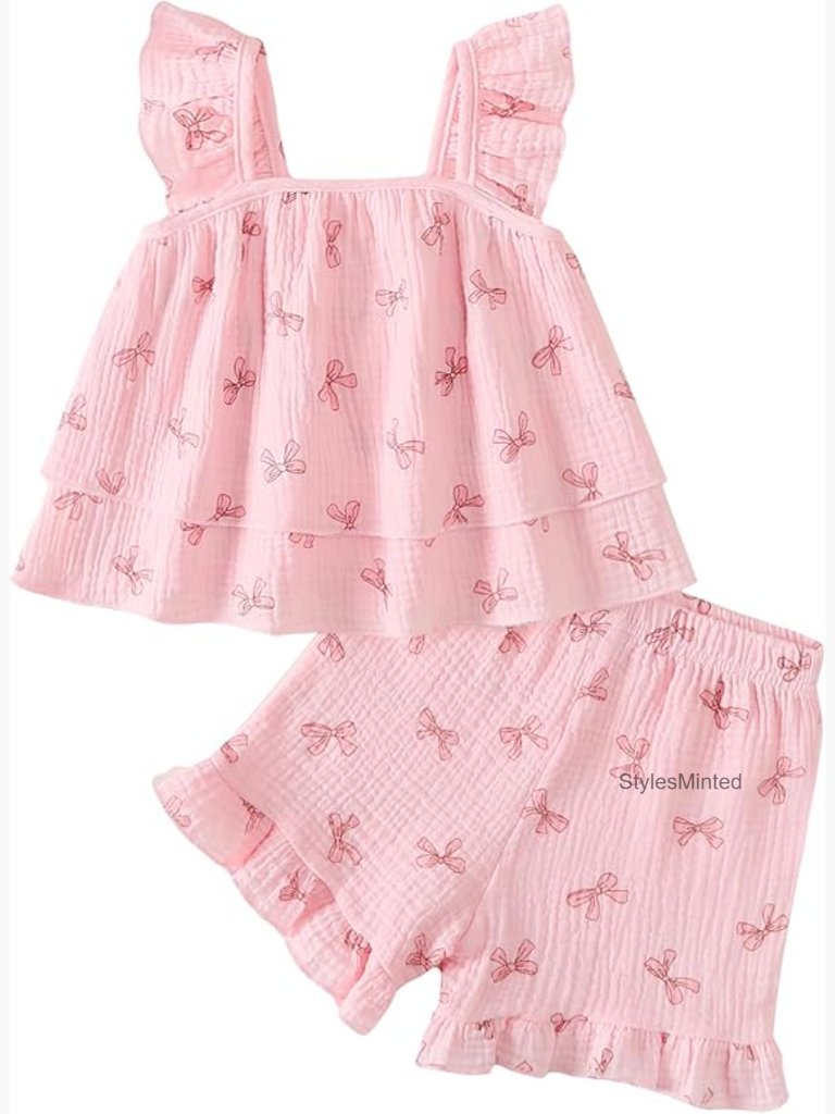 Toddler Girl Sleeveless Ruffle Dress & Shorts 2pc Set Summer Outfit